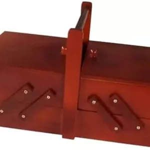 جعبه خیاطی، جعبه خیاطی چوبی تاشو با محفظه سوزن نخ قیچی سبد خیاطی جعبه جواهرات لوازم خیاطی خانگی کیت خیاطی برای بزرگسالان (قرمز)