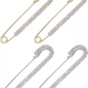 FSSTUD 4 عدد سنجاق سینه ایمنی نگین دار، سنجاق شال ژاکت کریستالی، سنجاق های ایمنی جواهرات براق، سنجاق های تزئینی لباس اکلیلی برای پیراهن و لباس