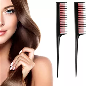 بسته های شانه دم موشی Ltsbaed بسته 2 عددی شانه موی فیبر کربنی آنتی استاتیک مشکی شانه پوش دهنده مو پلاستیکی شانه پوش سه تایی برای شانه زدن مو شانه های مقاوم در برابر حرارت مو