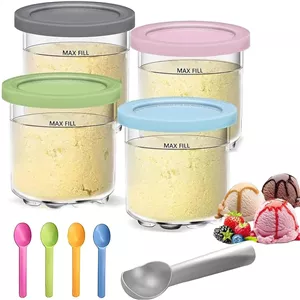 کاسه و درب بستنی ساز AFINSEA مدل Creami Pints مناسب برای دستگاه‌های نینجا سری NC301، NC300، NC299AMZ - پک 4 عددی