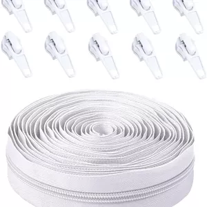 زیپ پیوسته سنگین کیکی فانتزی، زیپ خیاطی جایگزین 5 متری، زیپ عمده 5 یاردی برای خیاطی، 10 عدد زیپ اتوماتیک برای کوسن، زیپ های نایلونی سفید برای کیف، خیاطی صنایع دستی