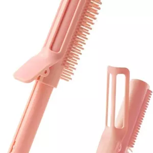 برس حجم دهنده مو 2 در 1 برای چتری های پف دار، شانه حالت دهنده با قابلیت بلند کردن ریشه مو با دسته جمع شونده، برس موی قابل حمل برای حجم دادن و مدل موهای پف دار (صورتی)