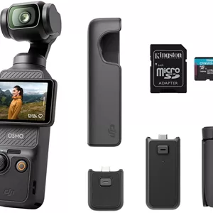 DJI Osmo Pocket 3 Capture More Combo، دوربین ولاگینگ با سنسور 1 اینچی CMOS و فیلمبرداری 4K/120fps، تثبیت کننده 3 محوره، فوکوس سریع، ردیابی چهره/شی، صفحه لمسی چرخان 2 اینچی