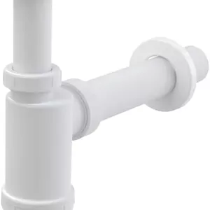 سیفون بطری PVC سینک حمام Biella - لوله ورودی 1-1/4 اینچی و لوله تخلیه برای روشویی - سفید
