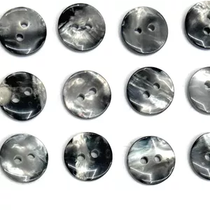 دکمه های پیراهن کاتز 12 عددی طرح مروارید اقیانوسی خاکستری مصنوعی 1/2 اینچ - 2 سوراخ #20 - (13 میلی متر)