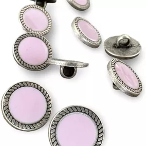 دکمه های فلزی کوچک هارتمن-کنوپفه مدل Charming Small Silver با رنگ صورتی، دکمه های کوچک چشمی 13 میلی متر (بسته 10 عددی)
