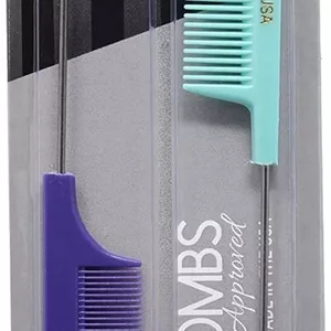 شانه دم موشی بزرگ Allegro Combs، شانه های جدا کننده مو، شانه دم فلزی، شانه سوزنی 2 عددی (بنفش و نعنایی)