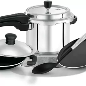 ست ظروف پخت و پز آلومینیومی 4 در 1 رویال فورد مدل RF12721، شامل زودپز 5 لیتری، آپاچاتی با درب، تاوا 26 سانتی متری، قاشق نایلونی مناسب برای همه اجاق ها