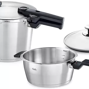 ست ۳ تکه زودپ Fissler Vitaquick Premium، زودپ ۳.۷ لیتری و ۶.۳ لیتری به همراه درب شیشه‌ای