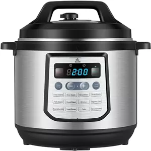 زودپز چندکاره 12 در 1 evvoli با نمایشگر LED دیجیتال، ظرفیت 8 لیتر، توان 1200 وات مدل EVKA-PC8012S مشکی/نقره‌ای