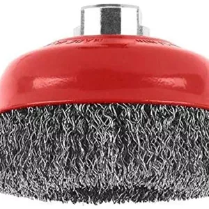 برس کاسه ای سیمی بوش مدل PRO Steel Longlife، سیم موج دار برای سنگ فرزهای بزرگ و رزوه M14 (برای فولاد، قطر 100 میلی متر، لوازم جانبی حرفه ای سنگ فرز بزرگ)