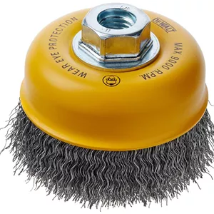 برس سیمی کاسه ای DEWALT، بافته شده، فولاد کربنی، 4 اینچ در 5/8 اینچ، 11 اسب بخار، 0.014 اینچ (DW49101)