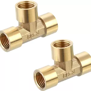 اتصال سه راهی برنجی QUARKZMAN، 1/4 اینچ x 1/4 اینچ x 1/4 اینچ NPT، اتصال سه راهی 3 طرفه برای انتقال لوله های گاز، بسته 2 عددی