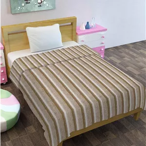 ست 2 عددی پتوی پلار راه راه ELEGANT WEAVERS مناسب تمام فصول، پتوی پلار چند منظوره/پتوی AC تابستانی/پتوی یک نفره/پتوی سبک وزن (سفید، خاکستری و قهوه ای، بسته 2 عددی)