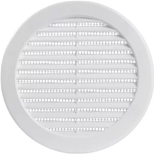 دریچه هواکش سقفی سفید 5 اینچی (ابعاد دهانه) Vent Systems با فلنج - توری پلاستیکی گرد - دارای توری حشره گیر داخلی HVAC برای حمام، منزل 6.2 اینچ (ابعاد بیرونی)