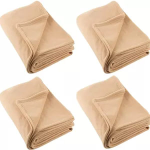 پتو پلار فلیس سبک وزن دو نفره IVAZA 300 TC مناسب تمام فصول (230 x 230 سانتی متر، طلایی) ست 4 عددی