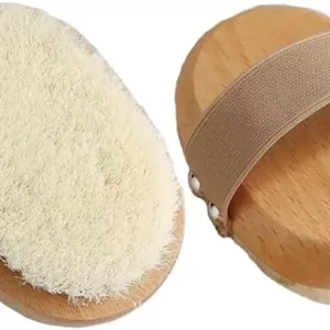 برس بدن با موهای نرم - لایه بردار ملایم خشک/مرطوب برای پوست صاف، کاهش سلولیت و تقویت جریان لنفاوی، برس بدن چوبی طبیعی