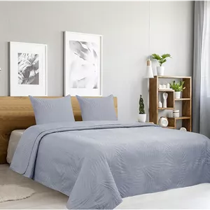روتختی لحافی اوتروفوا مدل Oasis Grey، نرم و سبک، لحاف ساده ۲۴۰ × ۲۶۰ سانتی‌متر – مناسب برای ۲ نفر همراه با دو روبالشی ۶۵ × ۶۵ سانتی‌متر – طرح برگ نخل – پتوی میکروفایبر 
