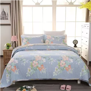 روتختی لحافی دو رو طرح نوردیک پاستورال، پتوی تخت، لحاف سبک، رو تختی 230x245 سانتی متر به همراه 2 روبالشی، صورتی، 200x230 سانتی متر، سبز-230x245 سانتی متر 