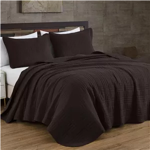 ست لحاف سه تکه کینگ سایز قهوه ای Kingston از Chezmoi Collection - رو تختی کینگ سایز بزرگ و سبک وزن مناسب تمام فصول 300x270 سانتی متر 
