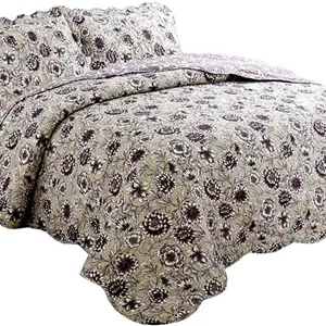 ست لحاف سه تکه طرح گل سایز 230x250 سانتی متر مناسب روتختی/لحاف رو تختی/روکش تخت - سبک و دو رو 