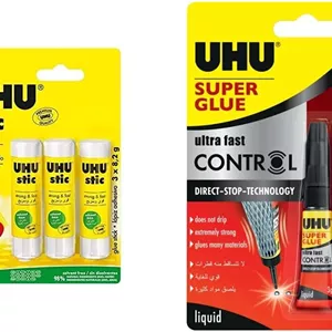 چسب ماتیکی اوهو استیک، چسب ماتیکی اثبات شده - چسبندگی قوی، بسته 3 عددی، سفید و چسب قطره ای سوپر گلو کنترل، مایع بسیار سریع و قوی، استفاده تمیز و دقیق، مکانیزم بدون ریزش، 3 گرم، شفاف
