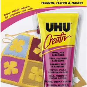 چسب مخصوص پارچه، نمد و روبان UHU Creative، تیوپی، کارت اطلاعات