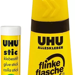 چسب ماتیکی 21 گرمی UHUچسب همه کاره پیچشی 35 میلی لیتری UHU، چسب ماتیکی قوی، سریع و پایدارچسب مایع منحصر به فرد در بطری برای چسباندن نقطه ها، خطوط و سطوح (بسته 2 عددی)