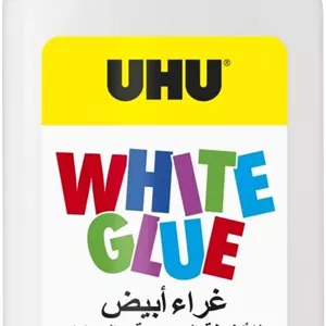چسب سفید UHU حجم 470 میلی لیتر، چسب کاردستی بدون حلال برای سرگرمی خلاقانه. چسباندن کاغذ، مقوا، نمد، منسوجات، پر، مروارید، چوب، مواد طبیعی و غیره.