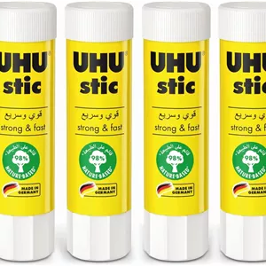 چسب ماتیکی UHU STIC، چسب ماتیکی اثبات شده - به سرعت، قوی و دائمی می چسباند، بدون حلال، 8.2 گرم، 4 عدد سفید