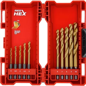 مجموعه 10 عددی مته های تیتانیومی HSS-G میلواکی مدل 48894759 با دنباله شش گوش