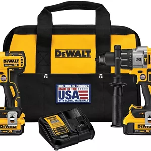 دریل چکشی و درایور ضربه ای 20 ولت MAX DEWALT، کیت ترکیبی ابزار برقی بی سیم با 2 باتری و شارژر (DCK299M2)