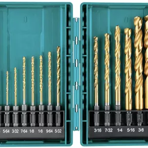 مجموعه مته تیتانیومی ۱۴ عددی Impact Gold ماکیتا مدل B-65399، دنباله ۱/۴ اینچی شش گوش