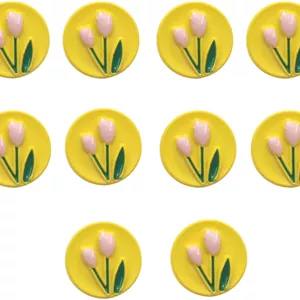 10 عدد دکمه پلاستیکی کوچک پایه دار، دکمه های بچه گانه، دکمه های گل برای ژاکت، دکمه های لباس برای ژاکت های زیبا، ژاکت بافتنی DIY - زرد - 21 میلی متر