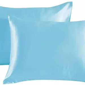 روبالشی ابریشمی مصنوعی SUXUMHAO، شب رویایی خود را با این روبالشی راحت و تنفسی آغاز کنید، 51x66 سانتی متر (آبی روشن)