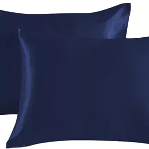 روبالشی ابریشمی مصنوعی SUXUMHAO، شروع یک شب رویایی با این روبالشی راحت و تنفسی 51x76 سانتی متر (آبی تیره)، 2 عدد