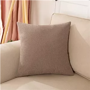ساکسومهاو 2 عدد روکش کوسن کتانی ساده، کلاسیک و همیشگی، روکش کوسن ساده تک رنگ، با هر تختی عالی است، 40x40 سانتی متر (قهوه ای روشن)
