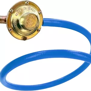 DAIMANN - رگلاتور کپسول گاز با شیلنگ تایید شده و اتصالات نوع 360 | برای LPG، پروپان و بوتان | مجموعه ایمن برای آشپزخانه، گریل، اجاق گاز و اتصال کپسول گاز