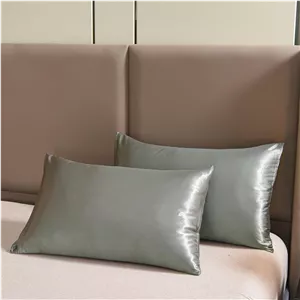 WUMIUER روکش کوسن ساتن 40 در 80 سانتی متر (ست 2 عددی) خاکستری - روکش کوسن نرم مانند ابریشم با زیپ برای کوسن تخت مبل کاناپه 40 در 80 سانتی متر - روکش کوسن تزئینی روبالشی