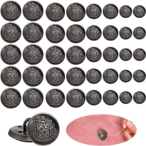 Vin Beauty 40 Pieces Antique Silver Metal Blazer Button Set Vintage Brass Buttons for Blazer Antique Silver Suits Buttons Coat Button for Blazer(15mm 18mm 20mm 25mm)