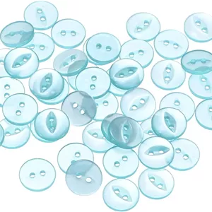 دکمه های خیاطی گرد آبی دریاچه ای 12.5 میلی متری 1/2 اینچی رزینی 2 سوراخه چشم ماهی جایگزین دکمه صنایع دستی برای شلوار لباس دامن بست دکمه لباس، بسته 50 عددی
