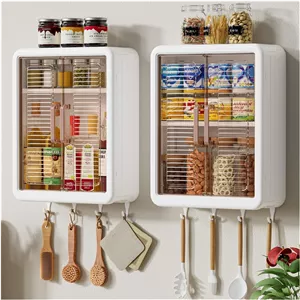 MostNow قفسه دیواری 3 طبقه آشپزخانه حمام با میله آویز و قلاب، کابینت ذخیره سازی دیواری، سازمان دهنده لوازم آرایشی و قفسه ادویه بدون نیاز به سوراخ کاری برای آشپزخانه و حمام، سفید