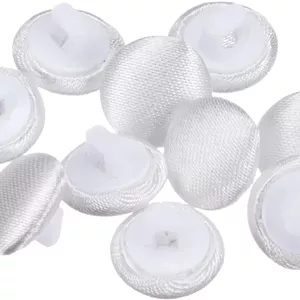دکمه پارچه ای روکش دار 16L سورسینگ مپ، 10 عدد، دکمه های خیاطی پلاستیکی گرد 10 میلی متری برای کت و شلوار، لباس، بلوز، سفید