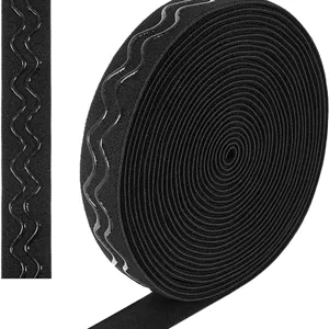 5 Yard Silicone Gripper Tape for Clothing 0.8 Inch Wide Black Elastic Band Non-Slip Silicone Elastic Gripper Band Tape Wave Silicone Gripper Tape for DIY Garment Sewing Project Wig Making Accessories