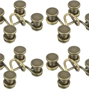 QUARKZMAN Trousers Waist Tightener, 4 Sets Adjustable Buttons for Jeans, Waist Extension Buckles Set, Waistband Buttons for Jeans, Trousers, Skirts, Sleeves (Bronze)