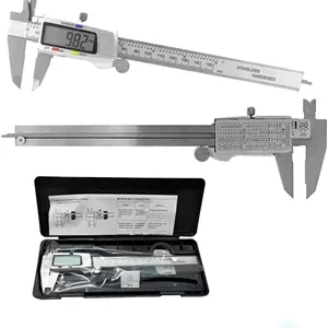 چابیا کولیس ورنیه دیجیتال 6 اینچی، بدنه استیل ضد زنگ، ابزار اندازه گیری با صفحه نمایش LCD، 150 میلی متر، همراه با جعبه