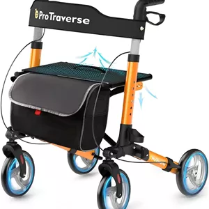 واکر تاشو مدل Rollator با صندلی رنگ نارنجی