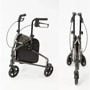 واکر سه چرخ فولادی NRS Healthcare با کیف - خاکستری