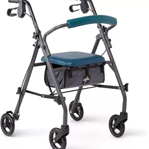 واکر چرخ‌دار مدل Medline با صندلی و تحمل وزن 350 پوند