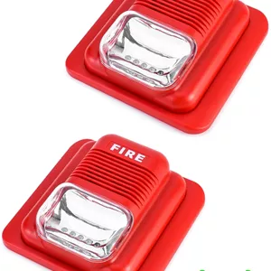 آژیر اعلام حریق QWORK، بسته 2 عددی 12/24 ولت DC، آژیر هشدار صوتی و نوری سیمی، سنسور سیستم امنیتی، WD8912